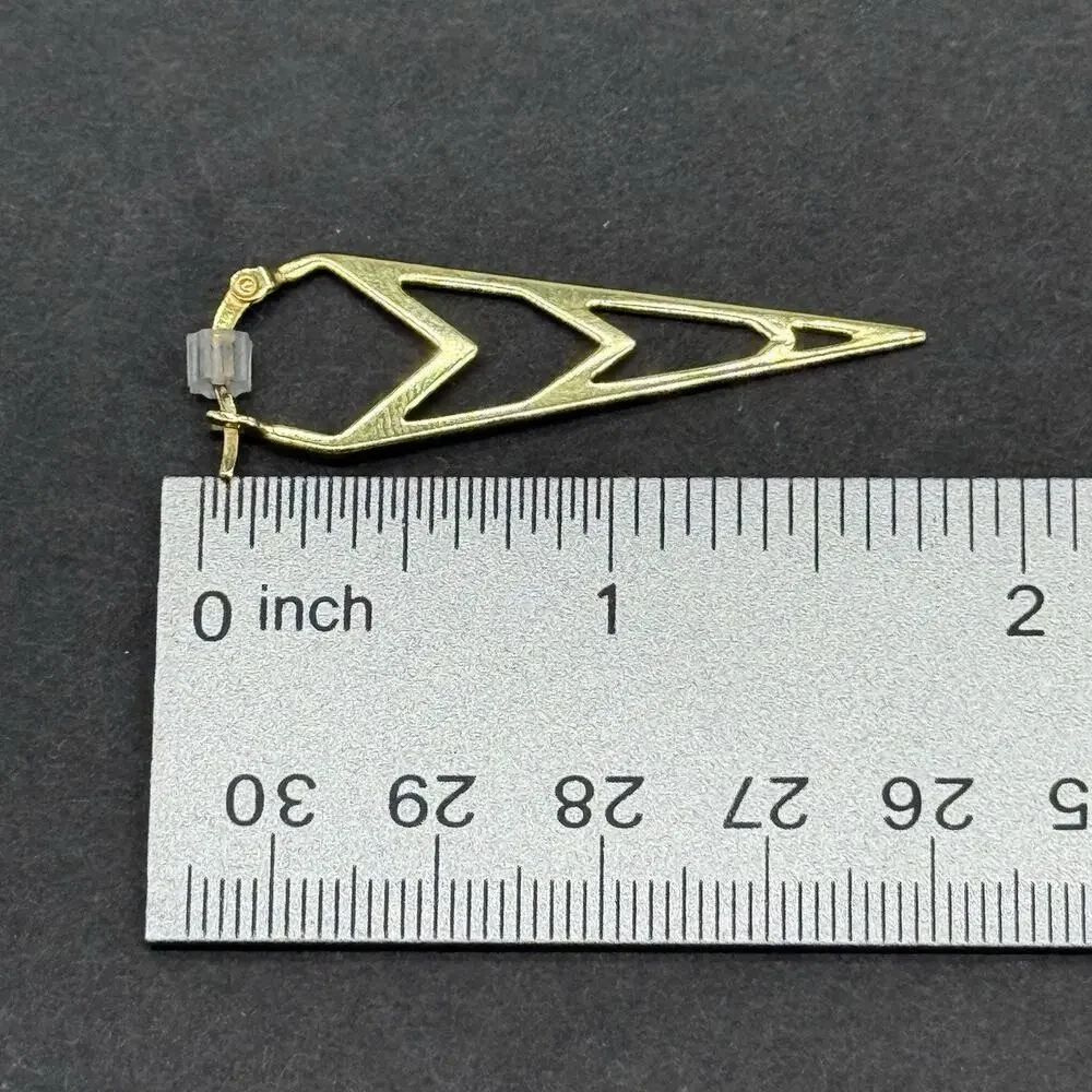 18K Gold Vermeil 925 Sterling Silver Geometric Chevron Spike Dagger Hoop Earring